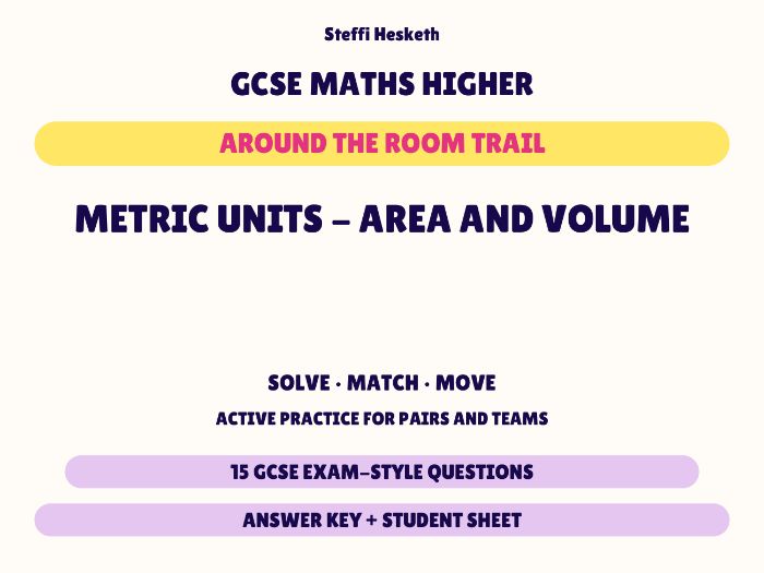 GCSE Higher Maths Metric Units - Area and Volume | Around the Room Trail