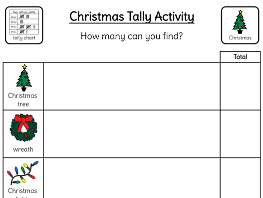 Christmas Tally Activity