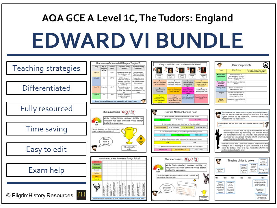 AQA A Level History: The Tudors – Edward VI Complete Lesson Bundle