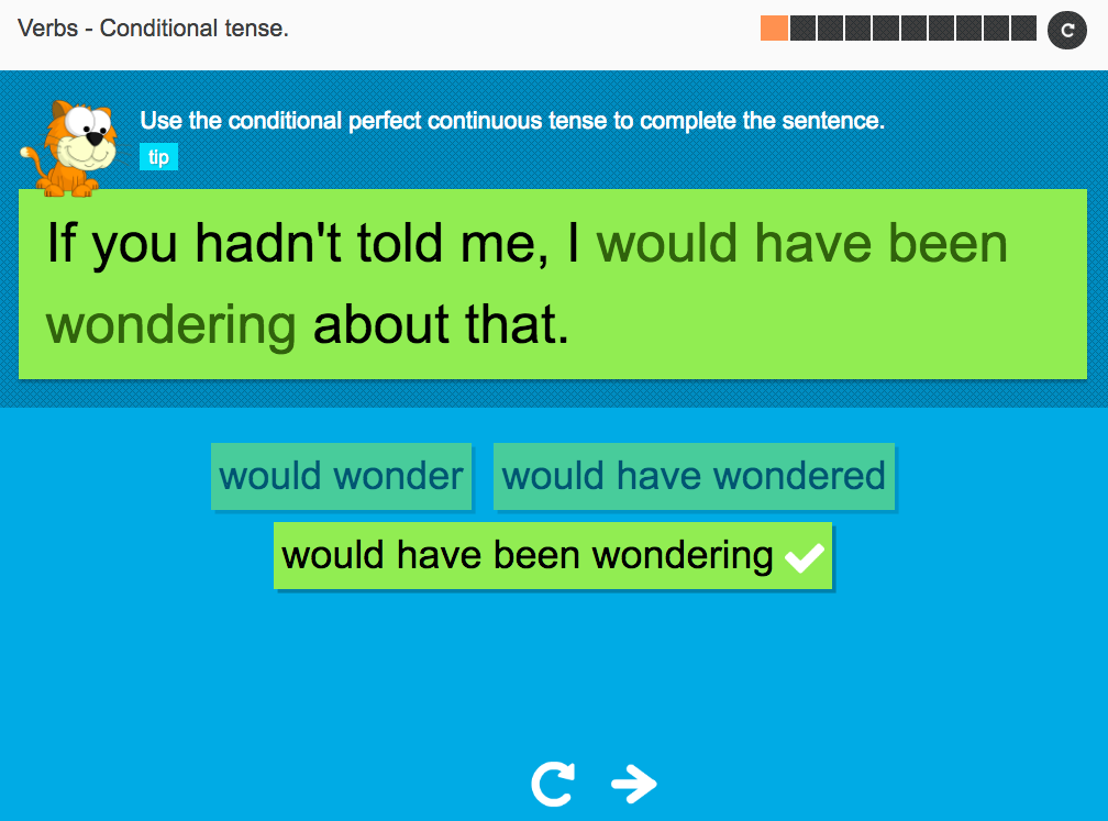 Conditional and conditional continuous tenses - Interactive Activity - KS3 Spag