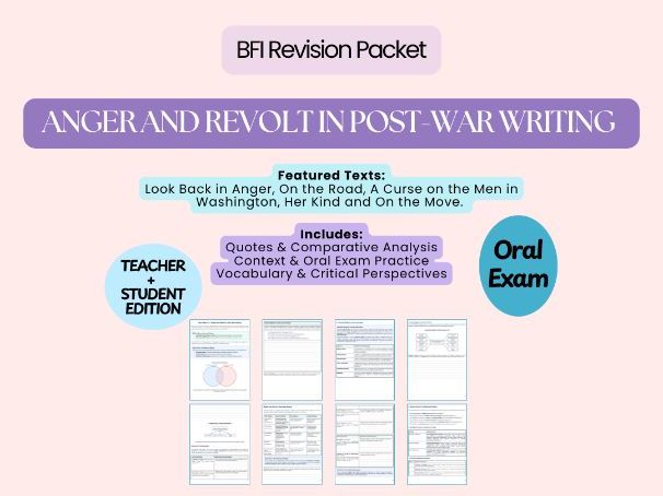 BFI Oral Exam Teacher Revision Pack – KI n°5: Anger and Revolt in Post-War Writing
