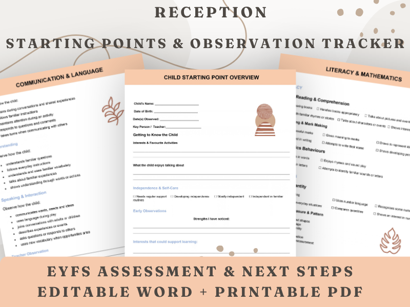 Reception Starting Points & Observation Tracker | EYFS Assessment & Next Steps