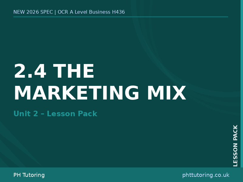 NEW 2026 OCR A Level Business H436 – 2.4 The Marketing Mix - LESSON PACK