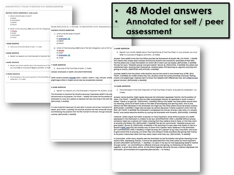 GCSE MODEL ANSWERS ISLAM PRACTICES Full Set AQA