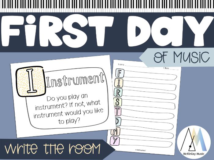 First Day of Music - write the room activity for all ages