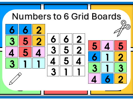 Numbers to 6 Grid Boards KS1