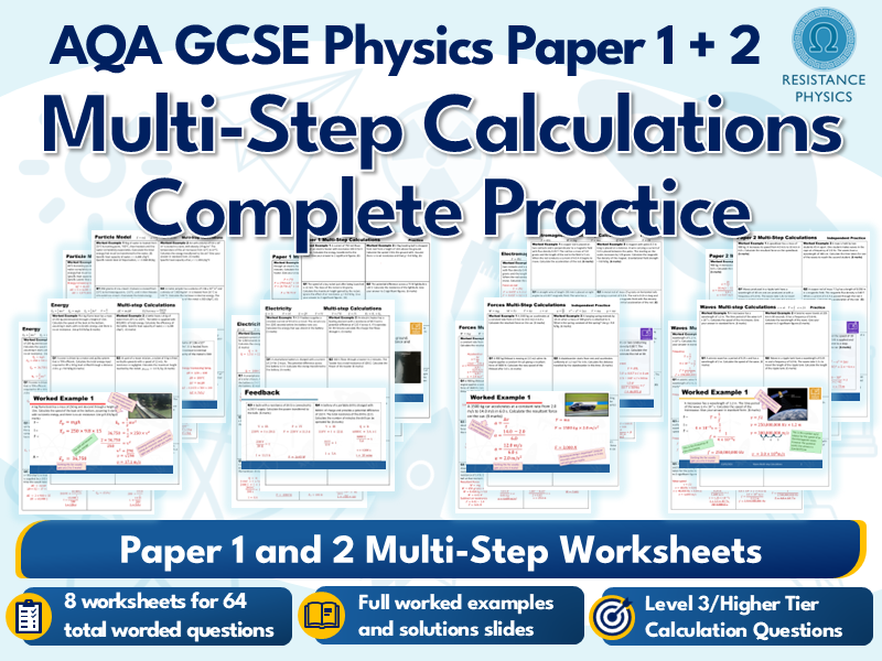 GCSE Physics Paper 1 and Paper 2 Multi-Step Calculations Complete Practice Bundle