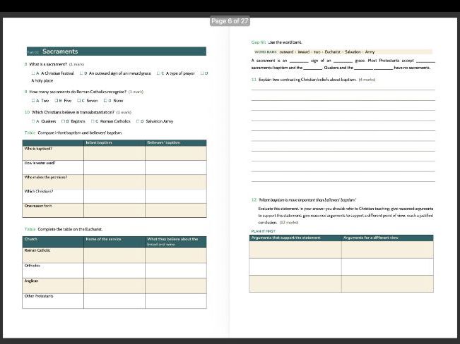 Christian beliefs revision and consolidation pack