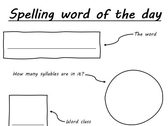 spelling word of the day activity, spellings, word of the day