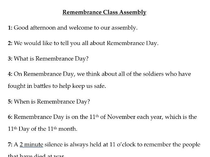 Remembrance Assembly