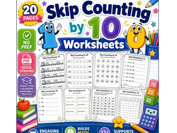 Skip Counting by 10 Worksheets | Count by 10 Math Activities to 100