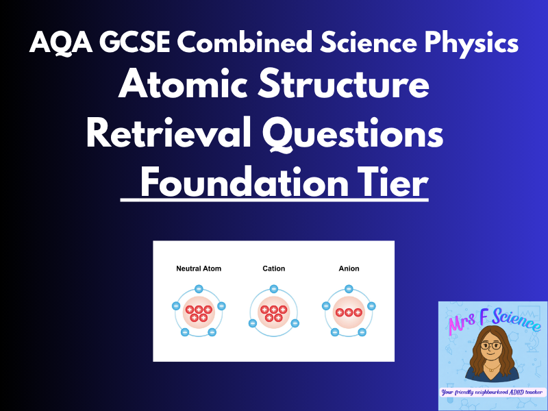 AQA GCSE Combined Science Atomic Structure Retrieval Questions | Foundation