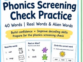 Year 1 Phonics Screening Check Practice Pack | 40 Words | Real Words & Alien Words