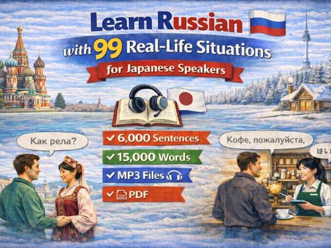 Learn Russian for Japanese Speakers, 6,000 Sentences, 15,000 Words(MP3 & PDF Downloadable Files)