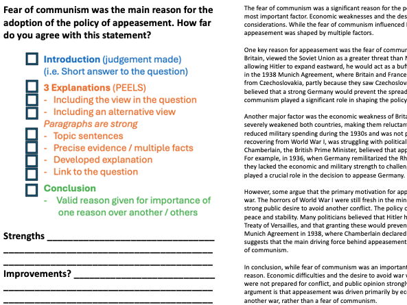 History 10-mark question model answer exercise (Paper 1)(Cambridge iGCSE)
