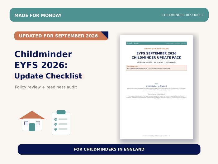 Childminder EYFS 2026 Update Checklist