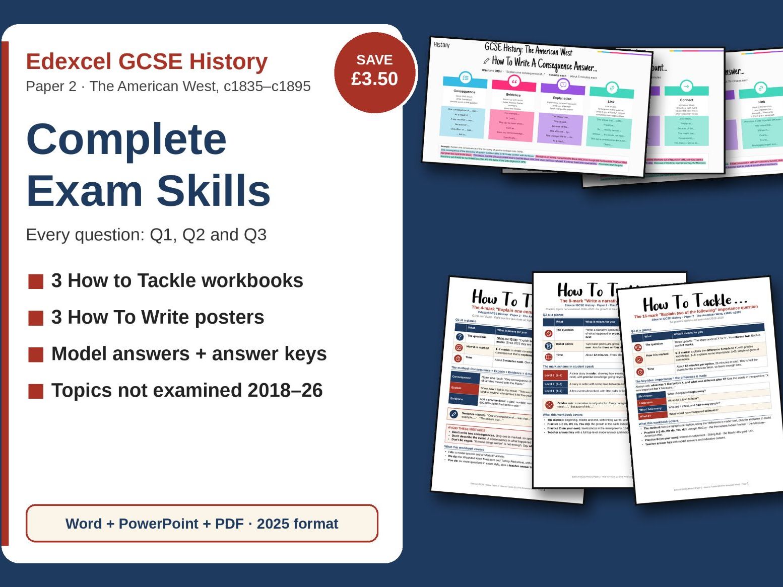 Edexcel GCSE American West Complete Exam Skills Bundle - with posters