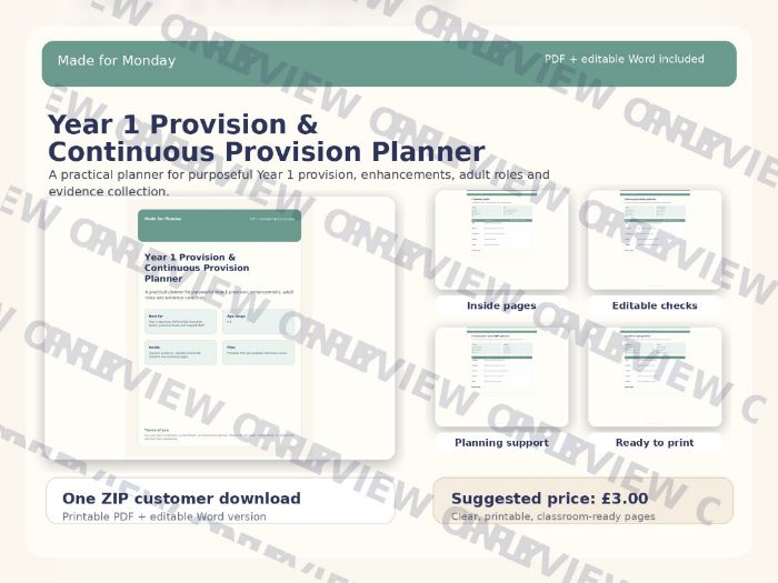 Year 1 Provision & Continuous Provision Planner