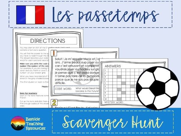 KS3 French Scavenger Hunt – Hobbies | Reading & Vocabulary Revision