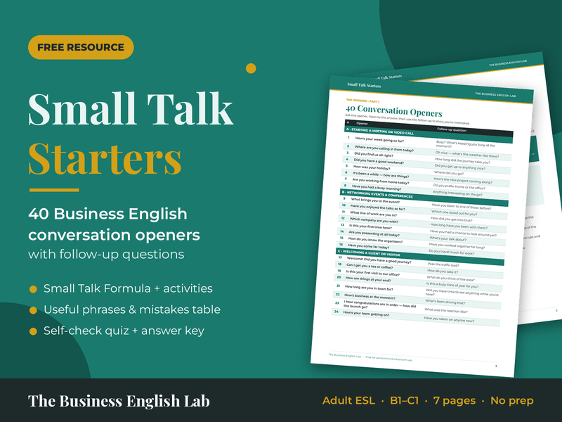 Small Talk Starters: 40 Business English Conversation Openers (FREE)