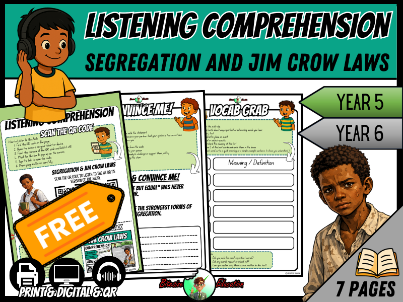 Segregation & Jim Crow Laws | Listening Comprehension | Year 5/6