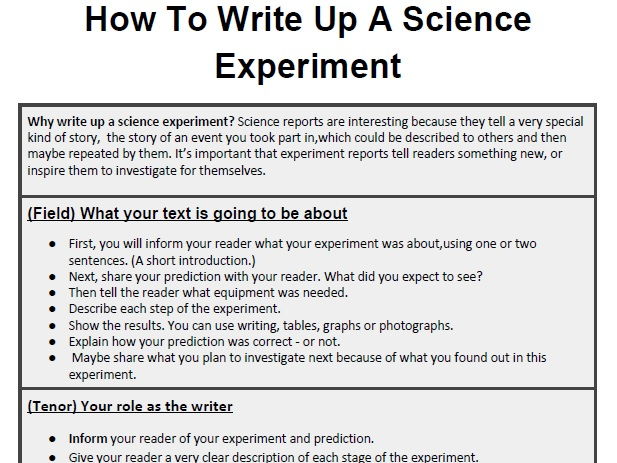 Genre-Booklet: How To Write Up A Science Experiment