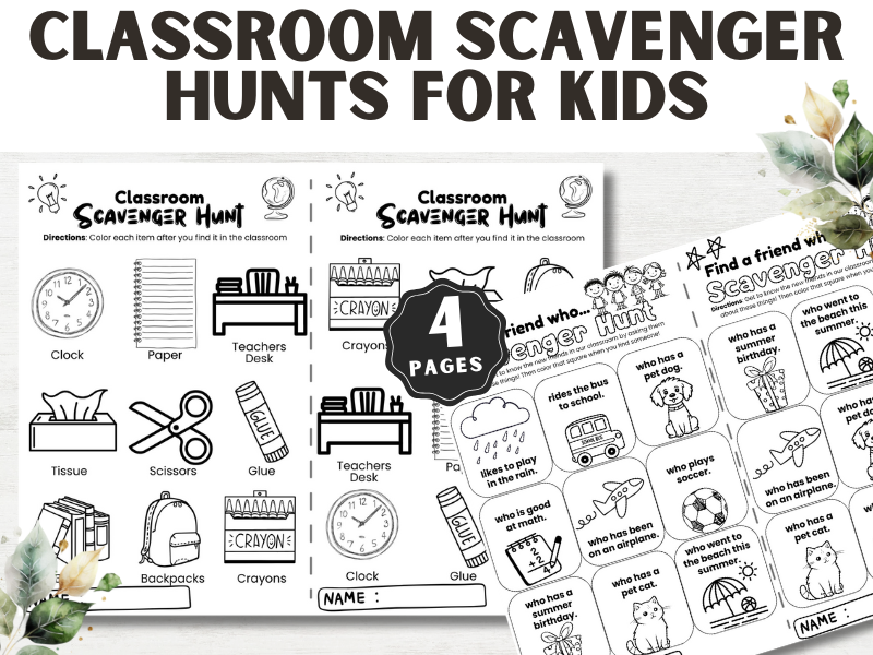 Classroom Scavenger Hunt School Activity