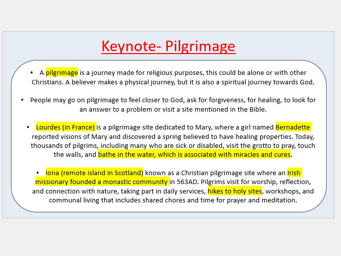 Pilgrimage in Christianity (Lordes & Iona)