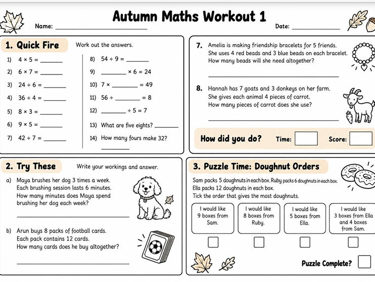Maths Workout 1 Year 5 Autumn Term
