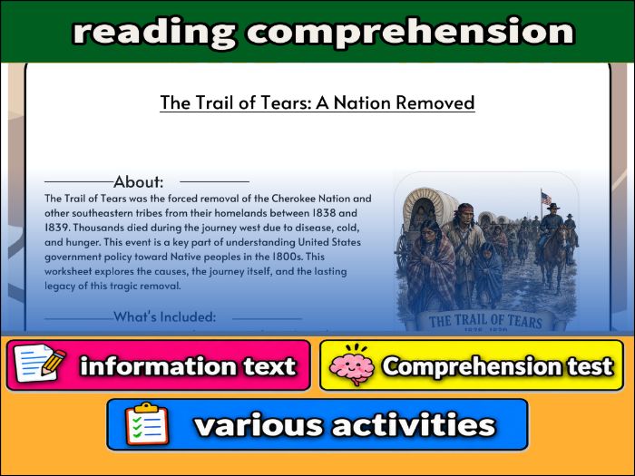 The Trail of Tears: A Nation Removed  & Comprehension ����Vlogt