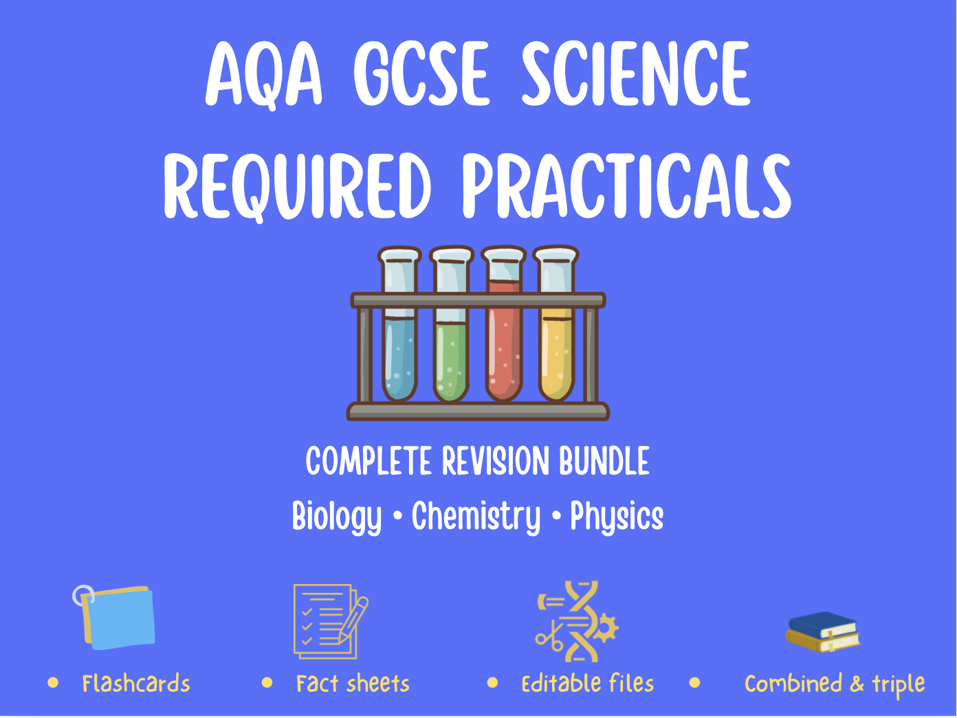 AQA GCSE Combined Science Required Practicals COMPLETE Bundle (Biology + Chemistry + Physics) – Flashcards, Revision Sheets & Editable Files