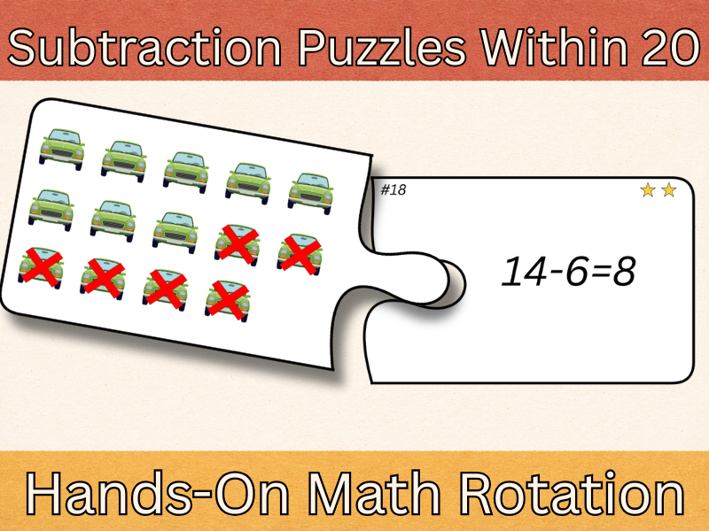 Subtraction Puzzles Within 20 | Picture Models Math Rotation | Year 2-3 | Subtraction Within 20