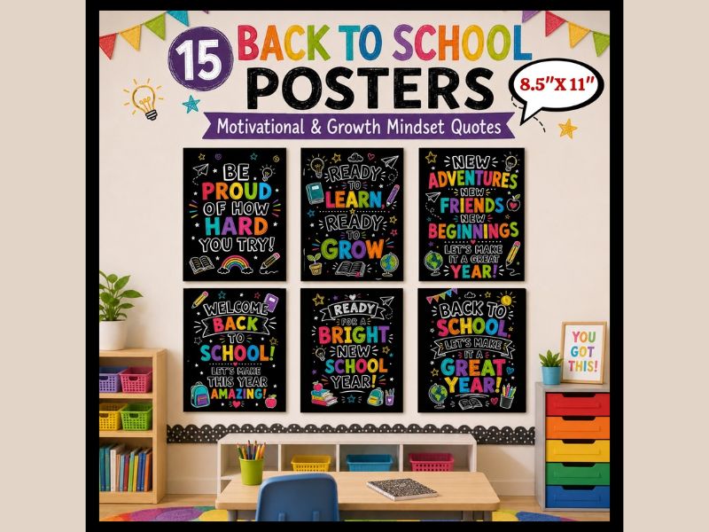 15 Back to School Posters Motivational Quotes Classroom Decor 8.5"x 11"