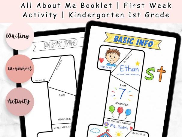 All About Me Booklet | First Week Activity | Kindergarten 1st Grade