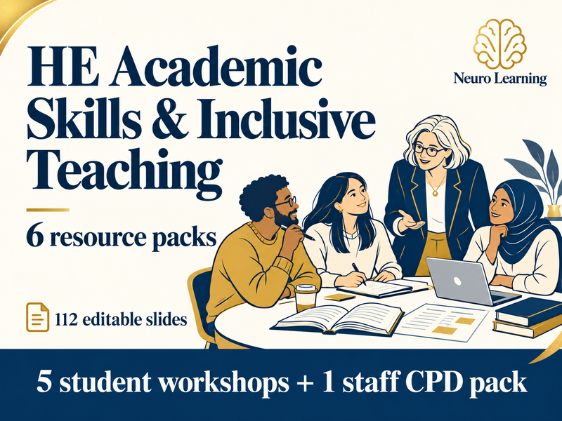 HE Academic Skills and Inclusive Teaching Bundle | 5 Student Workshops + 1 Staff CPD Pack