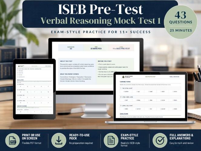 ISEB Pre-Test 11+ Verbal Reasoning Mock Test 1 | 44 Questions, Answers & Explanations