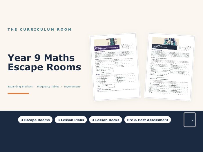 Year 9 Maths Escape Rooms: Expanding Brackets, Frequency Tables, Trigonometry