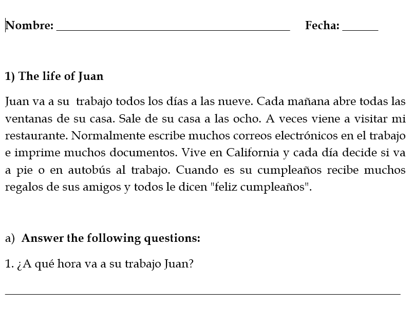 Spanish Reading Present Tense -IR verbs | Editable