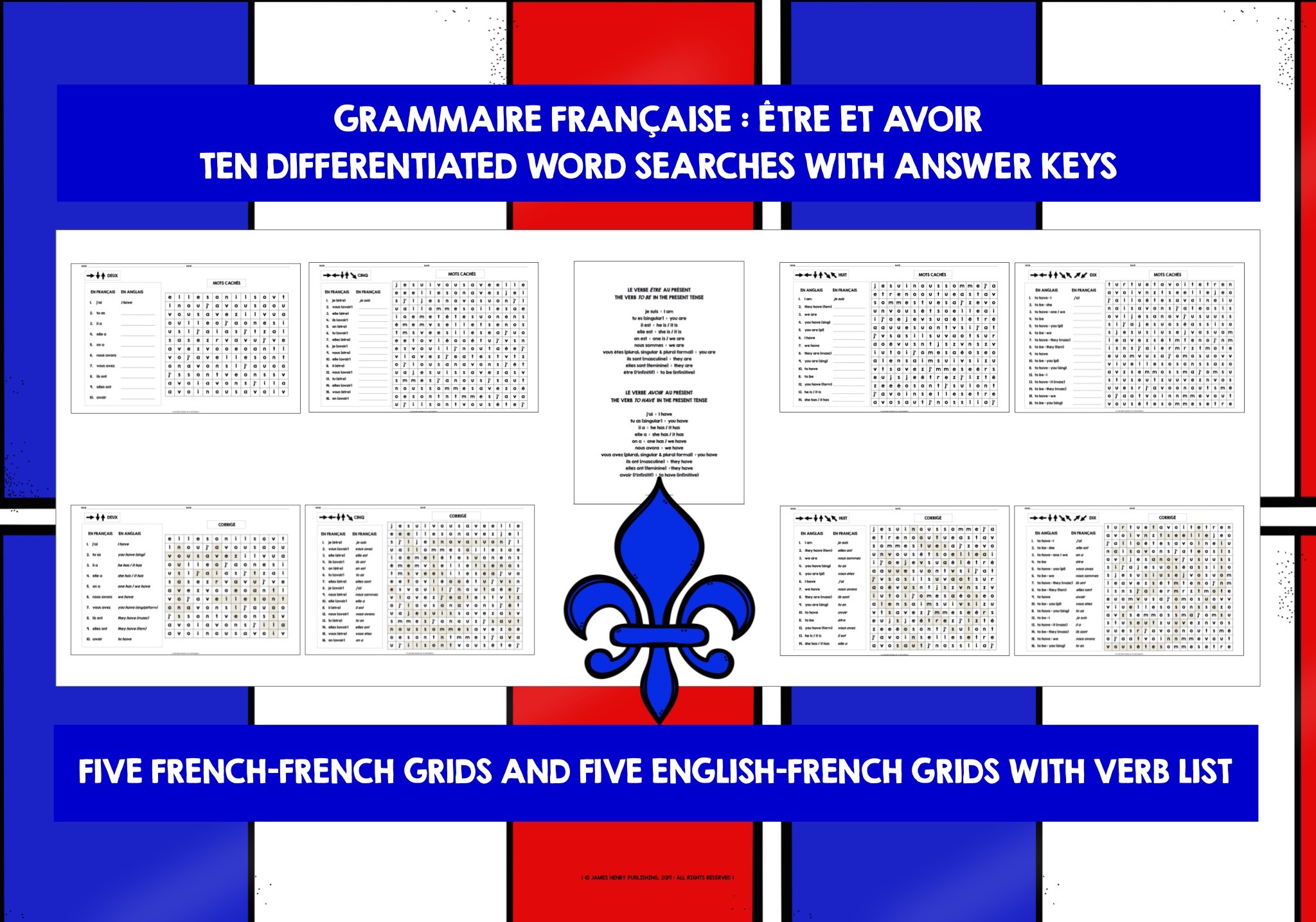 French Être & Avoir Word Searches | 10 Differentiated Grids | French ...