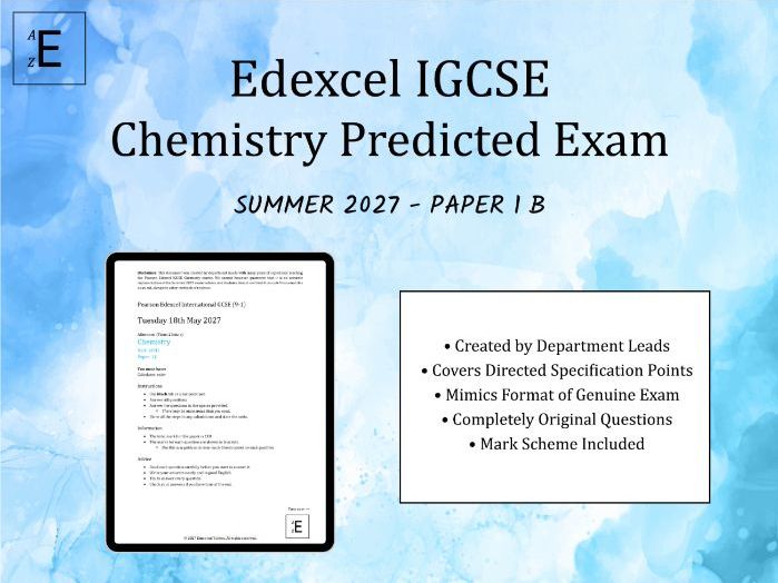Summer 2027 IGCSE Chemistry Predicted Exam - Edexcel Paper 1C