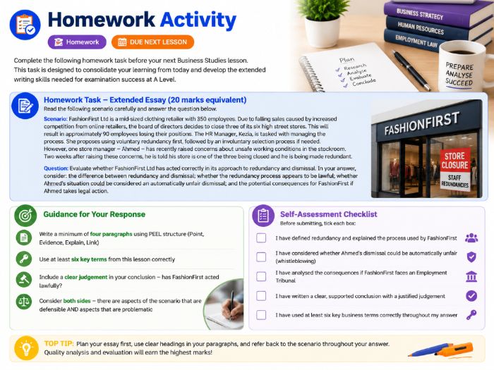 AS Business - 2.1.4 Redundancy and dismissal