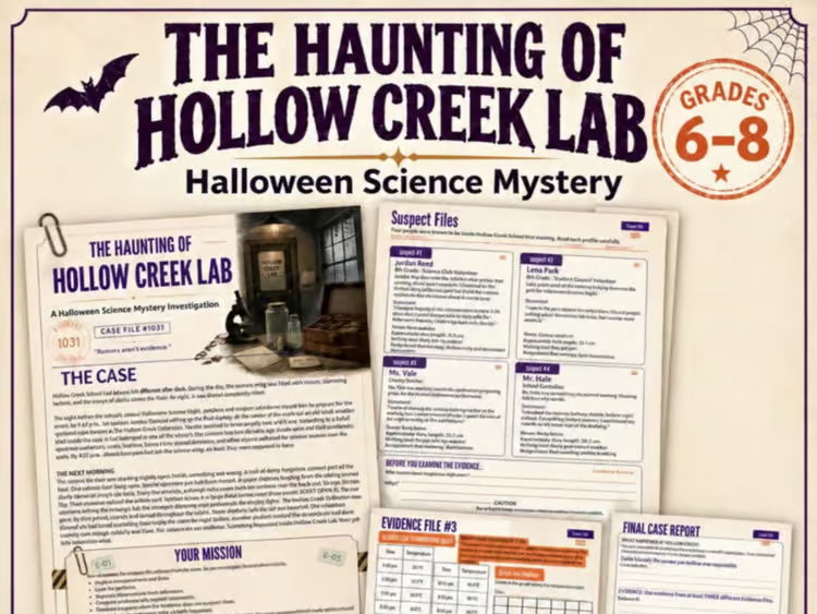 Halloween Science Mystery: The Haunting of Hollow Creek Lab | Evidence Analysis, Data & CER
