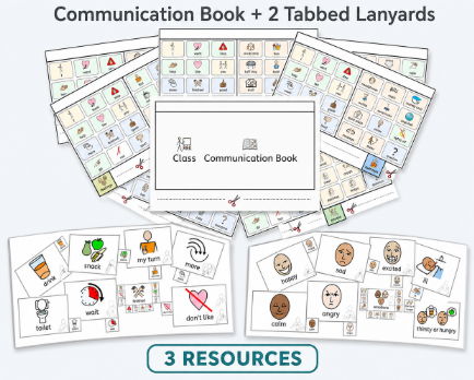 SEND Classroom Communication Bundle – Widgit Communication Book & TWO Lanyards