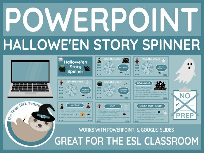 ESL Hallowe'en Powerpoint Story Spinner and Writing Prompts