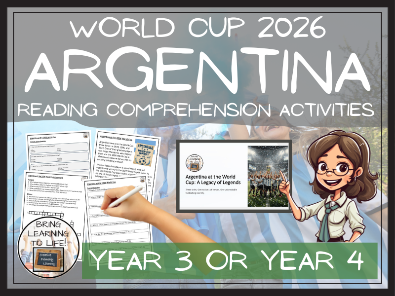 Argentina World Cup 2026 Reading Comprehension Activities | Year 3 or Year 4