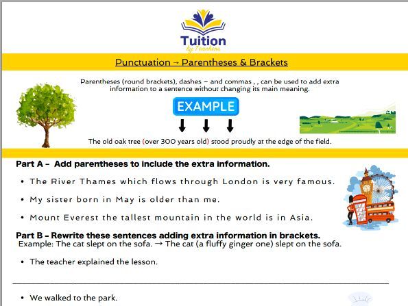 13. 11+ English - Reading Comprehension: Inference & Retrieval; Punctuation: Parentheses & Brackets