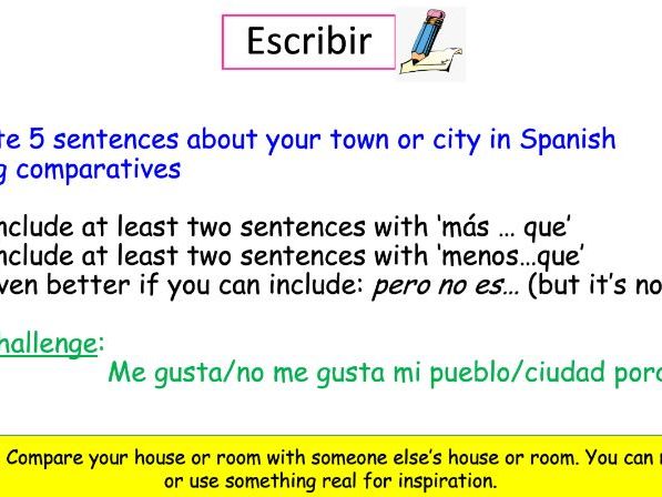KS3 Spanish Town L2 Using comparatives to describe your town (editable lesson)
