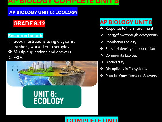 AP Biology Unit 8: Ecology Compete Unit Bundle