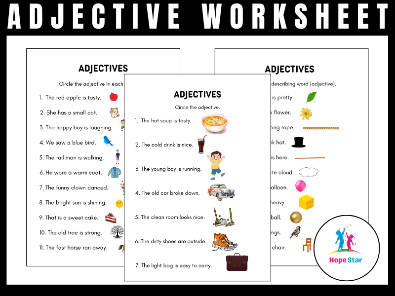 Circle the Adjective Worksheets – Grade 1