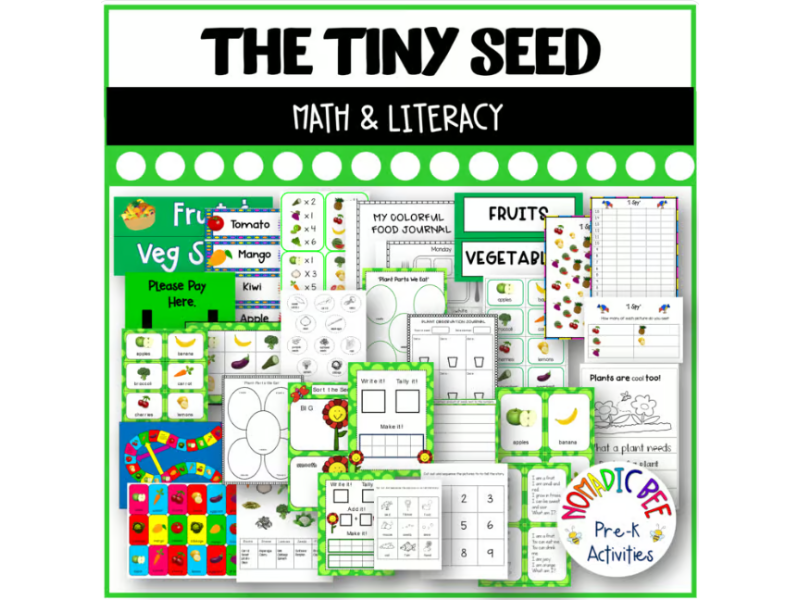 'The Tiny Seed' and 'Fruits & Vegetables' centers, activities and worksheets
